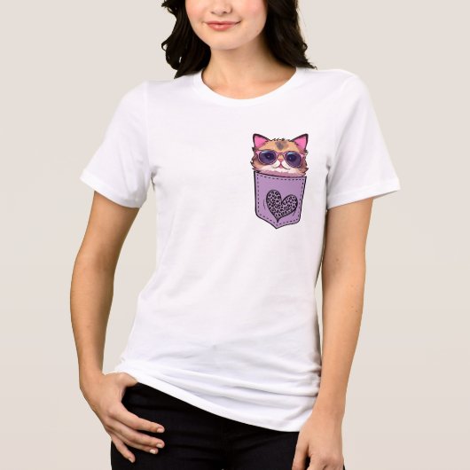 Cute Cat in a Pocket T-shirt (Voorkant)