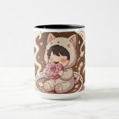 Cute Cat in Coffee Cup - Cozy Adventure art Mok (Midden)