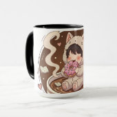 Cute Cat in Coffee Cup - Cozy Adventure art Mok (Voorkant links)