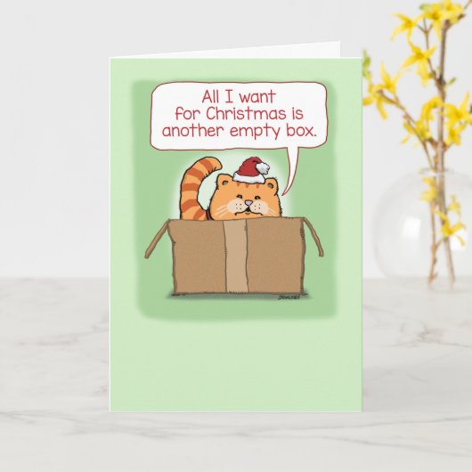 Cute Cat in een box Funny Kerstmis Kaart (Gele Bloem)