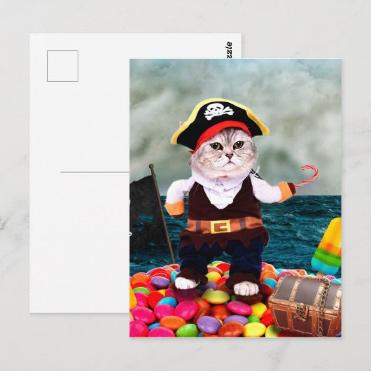 Cute cat in een piratenkostuum briefkaart (Voorkant / Achterkant)