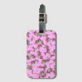 Cute Cat in een roze Pet Patroon Random Bagagelabel (Voorkant (verticaal))