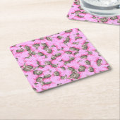 Cute Cat in een roze Pet Patroon Random Kartonnen Onderzetters (Schuin)