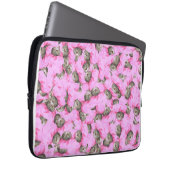 Cute Cat in een roze Pet Patroon Random Laptop Sleeve (Voorkant Rechts)