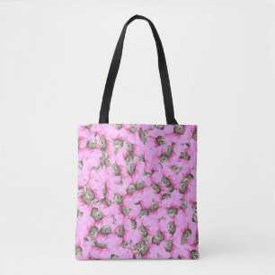 Cute Cat in een roze Pet Patroon Random Tote Bag