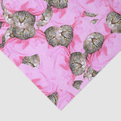 Cute Cat in een roze Pet Patroon Tissuepapier (Detail)