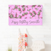 Cute Cat in een Roze Pet Pattern Custom Text Banne Spandoek (Insitu)