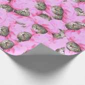Cute Cat in een roze Pet Pattern Wrapping Paper Cadeaupapier (Hoek)