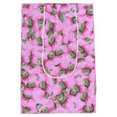 Cute Cat in een roze Pet Pattern Wrapping Paper Medium Cadeauzakje (Achterkant)