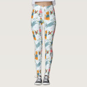 Cute Cat in Flowers Garden Pattern Leggings (Voorkant)