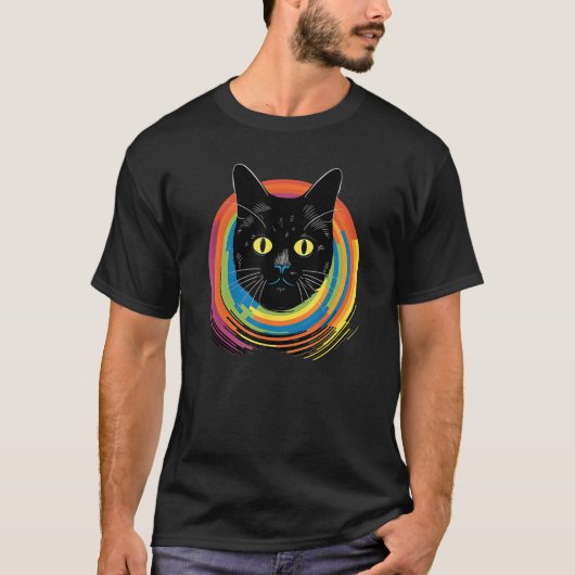 cute Cat in Front of Rainbow cats  catowner 20 T-shirt (Voorkant)