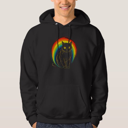 cute Cat in Front of Rainbow cats  catowner 21 Hoodie (Voorkant)