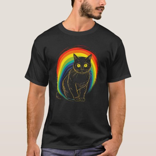 cute Cat in Front of Rainbow cats  catowner 21 T-shirt (Voorkant)