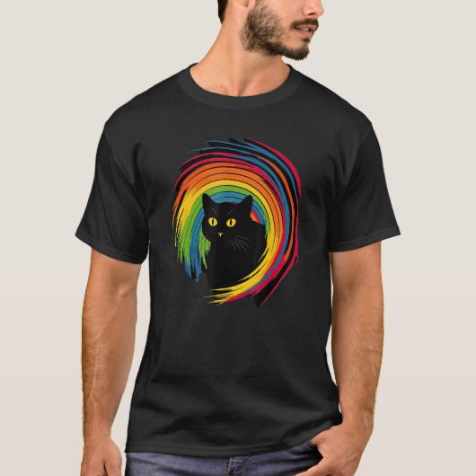 cute Cat in Front of Rainbow cats  catowner T-shirt (Voorkant)