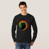 cute Cat in Front of Rainbow cats catowner T-shirt (Voorkant volledig)