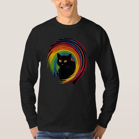 cute Cat in Front of Rainbow cats catowner T-shirt (Voorkant)