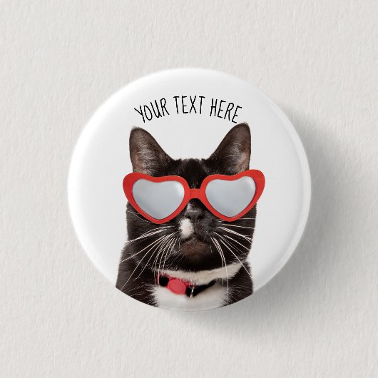 Cute Cat in hartbril Ronde Button 3,2 Cm (Voorkant)
