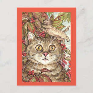 Cute Cat in Herfst Dogwood Dog Fairy Autumn Briefk Briefkaart