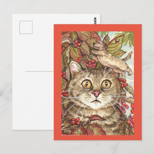 Cute Cat in Herfst Dogwood Dog Fairy Autumn Briefk Briefkaart (Voorkant / Achterkant)