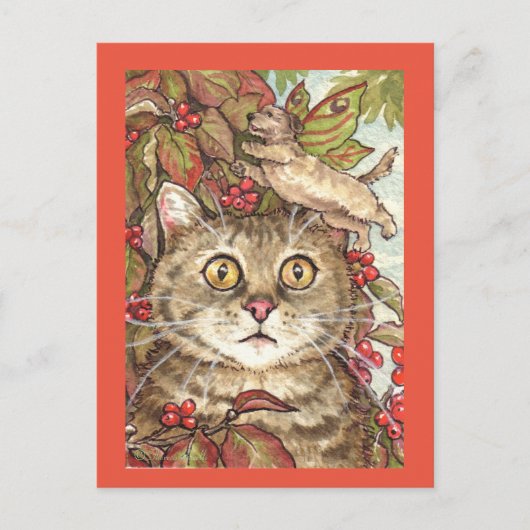 Cute Cat in Herfst Dogwood Dog Fairy Autumn Briefk Briefkaart (Voorkant)