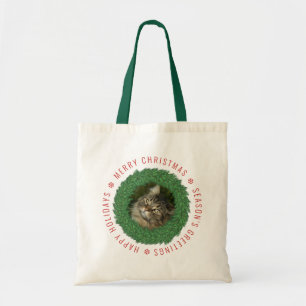 Cute Cat in kerstmis - Aangepaste foto van Pet Tote Bag