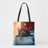 Cute Cat in koffer met hart - Tote Bag (Voorkant)