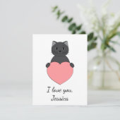 Cute cat in love Valentijn Feestdagenkaart (Staand voorkant)