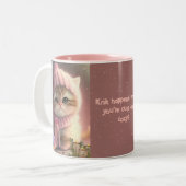Cute Cat in Pink Knit Pet Yarn Persoonlijk Tweekleurige Koffiemok (Voorkant links)