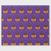 Cute cat in pompoenpakpapier cadeaupapier (Vlak)