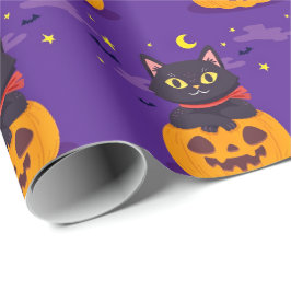 Cute cat in pompoenpakpapier cadeaupapier