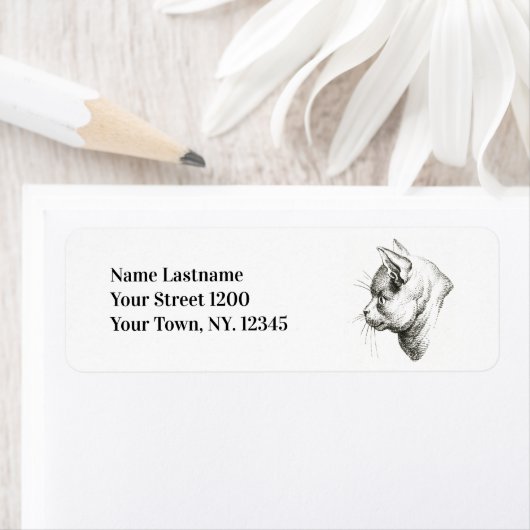 Cute  Cat in profiel Etiket (Insitu)