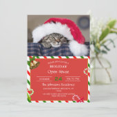 Cute cat in santa hat kaart (Staand voorkant)