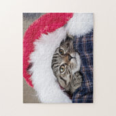 Cute cat in santa hat legpuzzel (Verticaal)