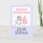 Cute Cat in Santa Hat&Tree Meowy-kerstpasta Kaart (Voorkant)