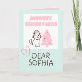 Cute Cat in Santa Hat&Tree Meowy-kerstpasta Kaart (Voorkant)