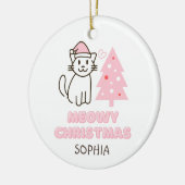 Cute Cat in Santa Hat&Tree Meowy-kerstpasta Keramisch Ornament (Links)