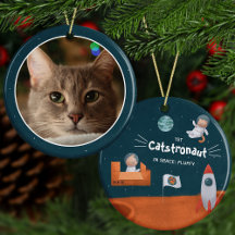 Cute Cat in Space Cats op Mars Fun Fotokerstmis