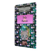 Cute Cat in Space Floating with Stars Mini Klembord (Angled2)