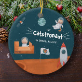 Cute Cat in Space, Katten op Mars, Fun Kerstmis Keramisch Ornament