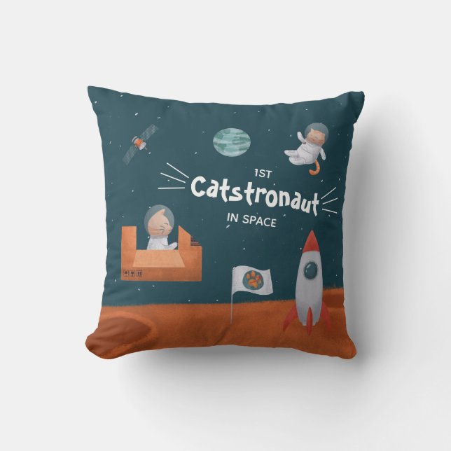 Cute Cat in Space, Katten op Mars, Fun Kussen (Voorkant)