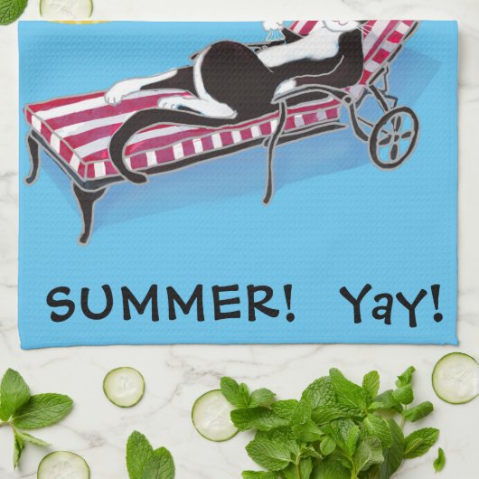 Cute Cat in Sunglazen Summer Persoonlijk Theedoek (Gevouwen)