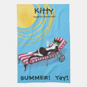 Cute Cat in Sunglazen Summer Persoonlijk Theedoek (Verticaal)