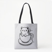 Cute Cat in Teacup Tote Bag
