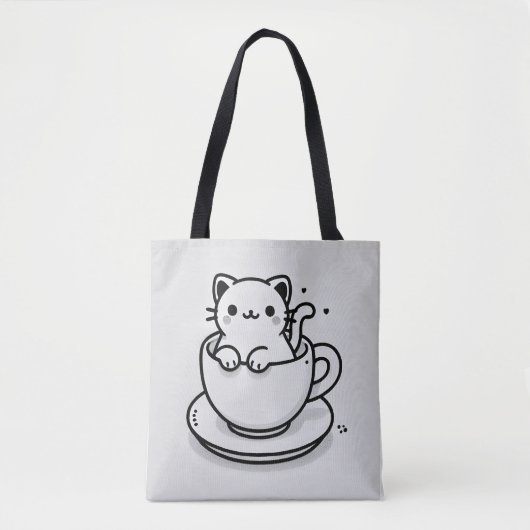 Cute Cat in Teacup Tote Bag (Voorkant)