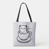 Cute Cat in Teacup Tote Bag (Achterkant)