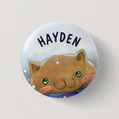 Cute Cat in Winter Personalised Kids Ronde Button 3,2 Cm (Voorkant)
