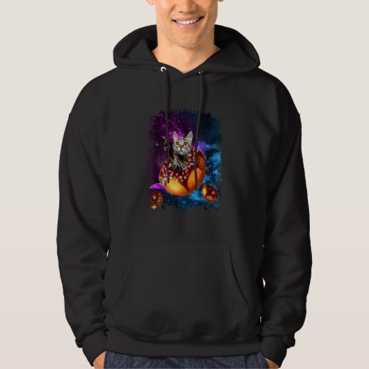 Cute Cat inside Donut in Space Boys Girl Kitty in Hoodie (Voorkant)