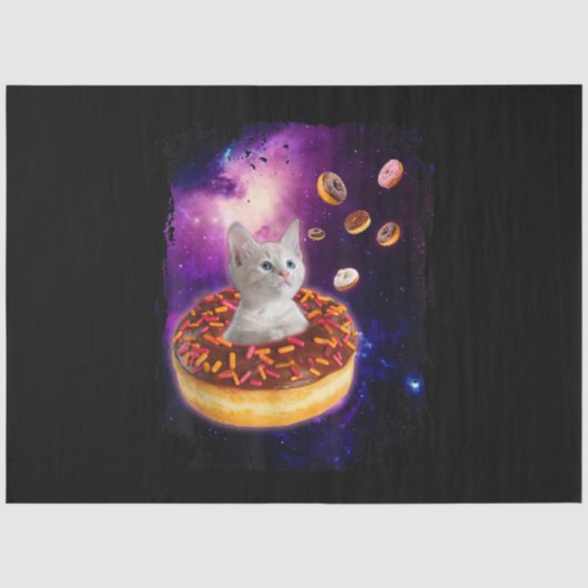 Cute Cat Inside Donut In Space Kitty Lovers Tissuepapier (Voorkant)