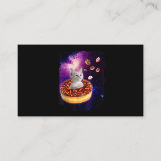 Cute Cat Inside Donut In Space Kitty Lovers Visitekaartje (Voorkant)