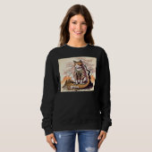 cute cat Japanese Aesthetic Sakura Cherry Blossoms Trui (Voorkant volledig)